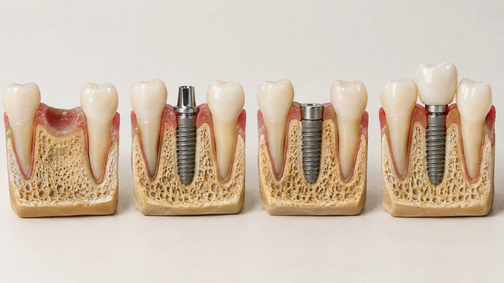 As 4 etapas do implante dentário