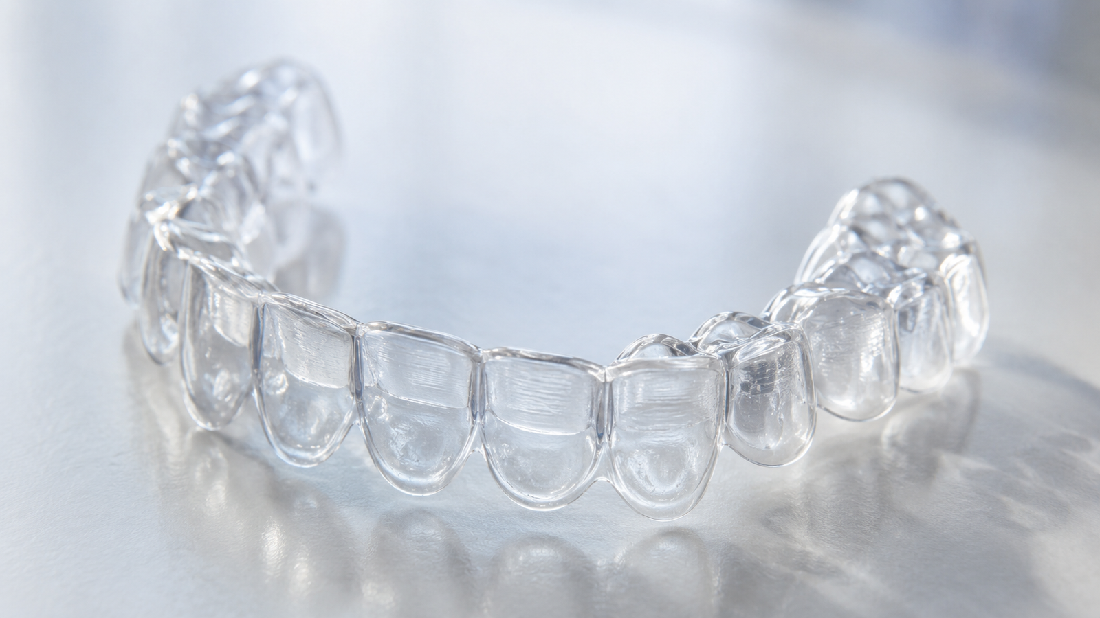 Alinhador invisível transparente em close — Milano Odontologia, Americana-SP