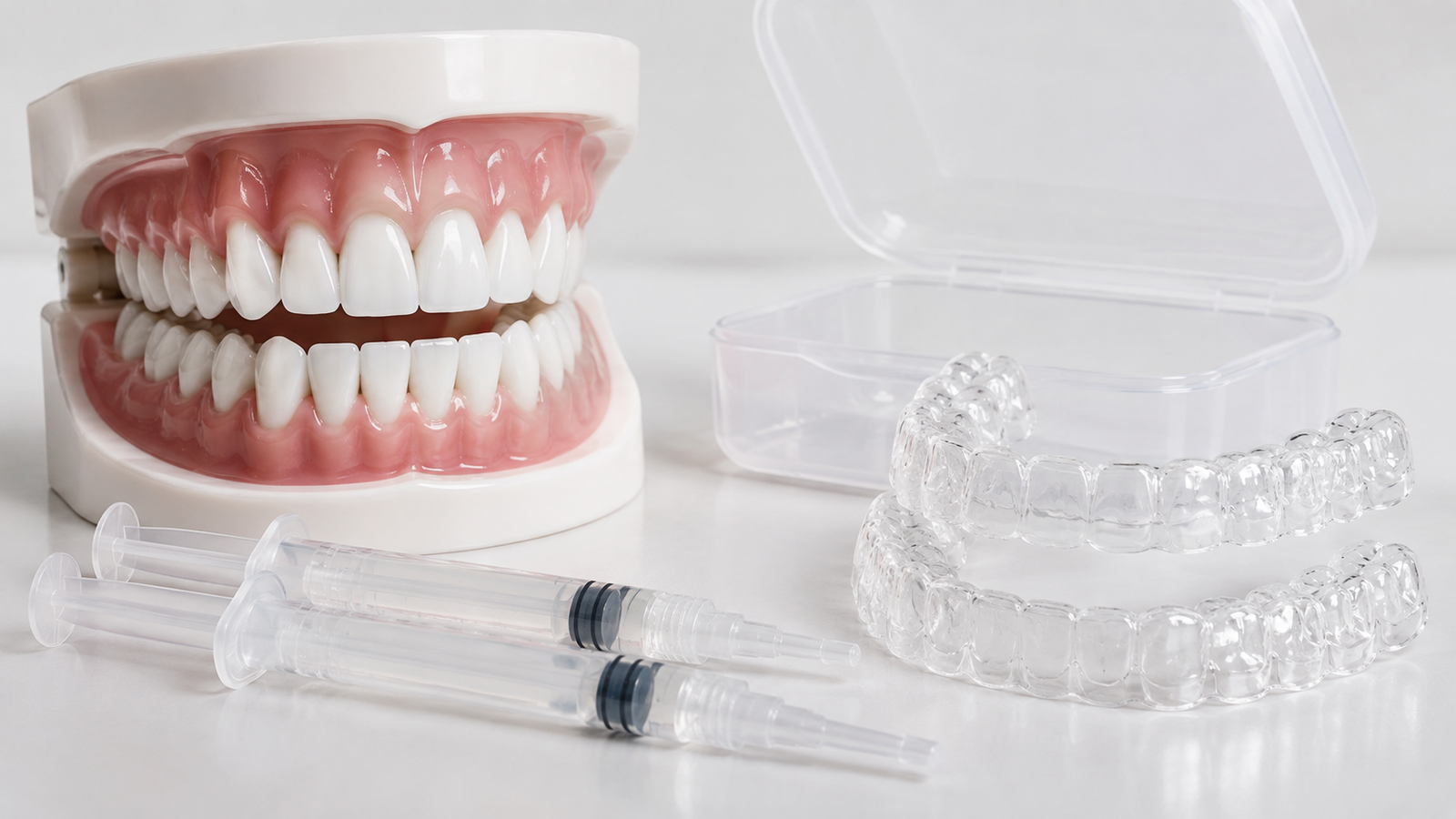 Kit de clareamento dental com moldeiras e seringas de gel — Milano Odontologia, Americana-SP