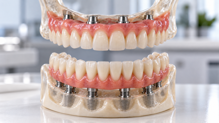 Próteses protocolo superior e inferior sobre implantes — Milano Odontologia, Americana-SP