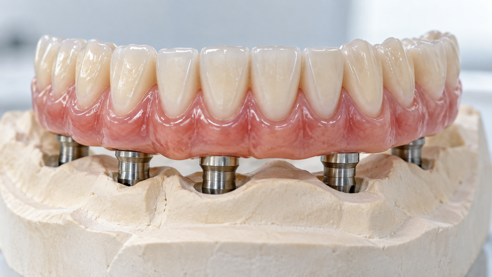 Prótese protocolo fixa sobre implantes em modelo — Milano Odontologia, Americana-SP